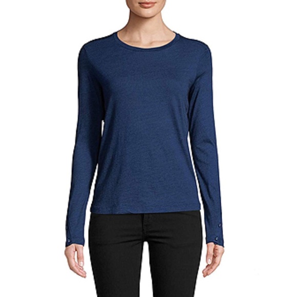 J Brand Indigo Crete Button Sleeve Shirt - Picture 1 of 3